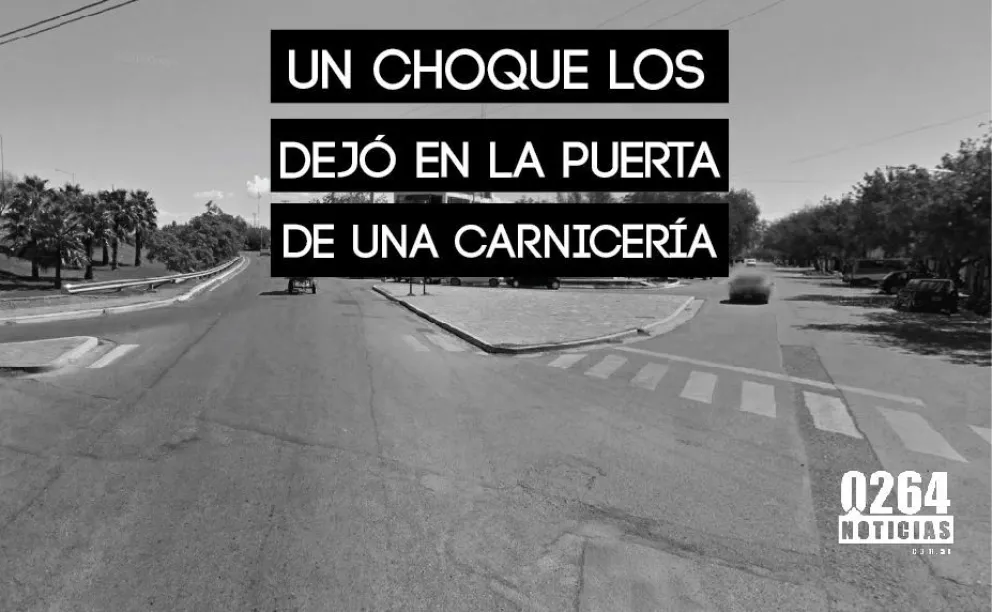 Un choque los dejó, prácticamente, adentro de una carnicería