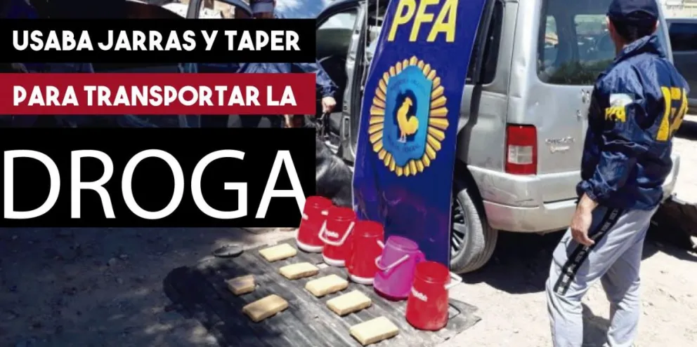 Usaba jarras y taper para transportar panes de droga