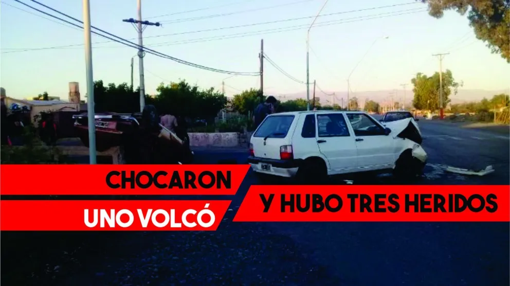 Chocaron, uno volcó y hubo tres heridos