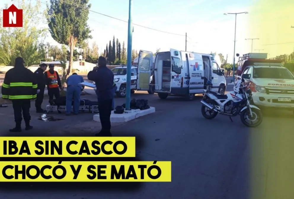 Sin casco, chocó y se mató