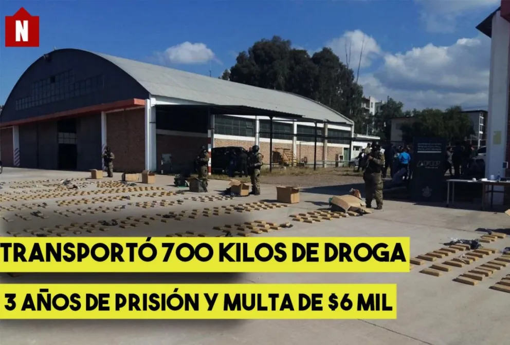 Condenaron a un sanjuanino por transportar 700 kilos de droga