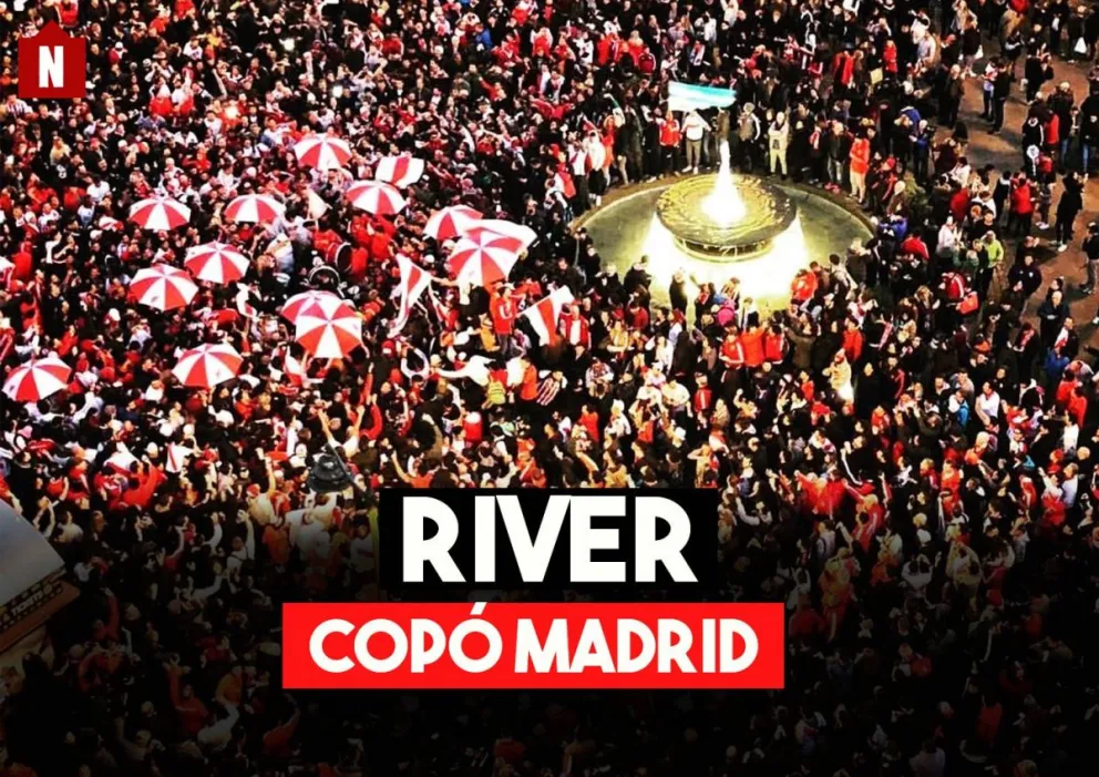 Los hinchas de River también organizaron un banderazo en Madrid