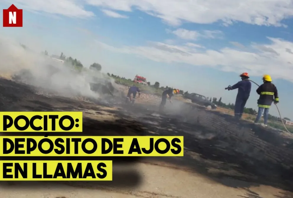 Incendio en un depósito de ajos en Pocito