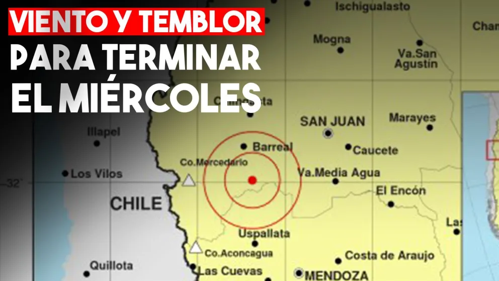 Viento y temblor en San Juan para terminar el miércoles