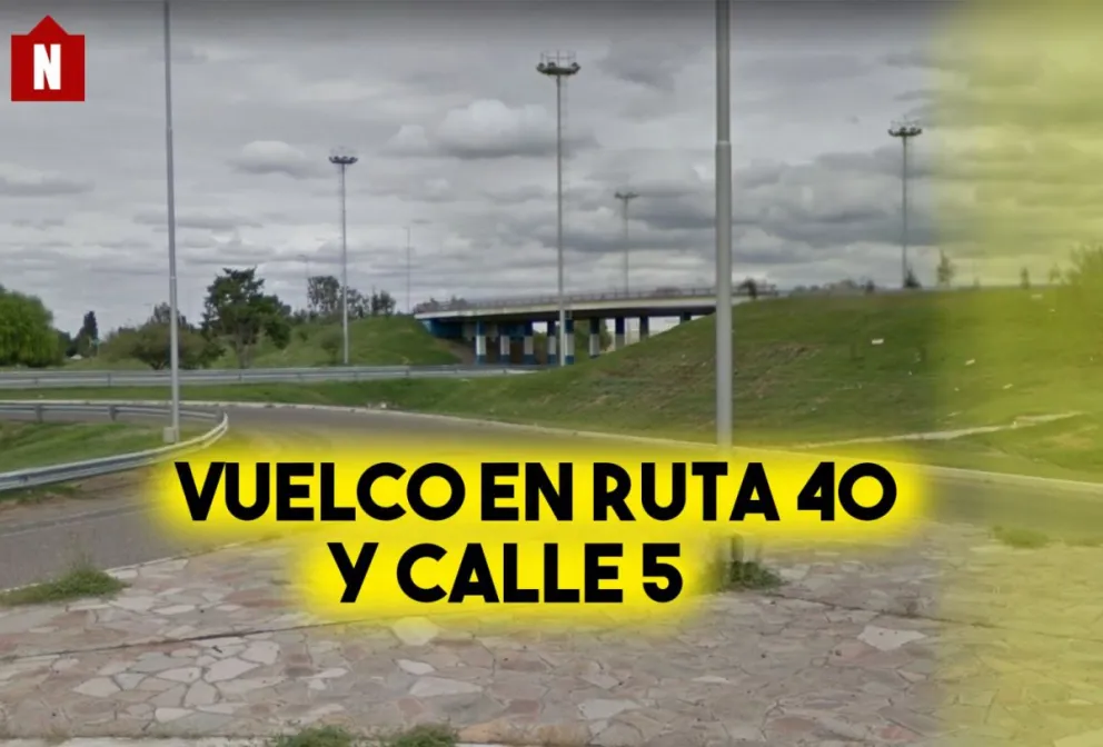 Vuelco en Ruta 40 y calle 5