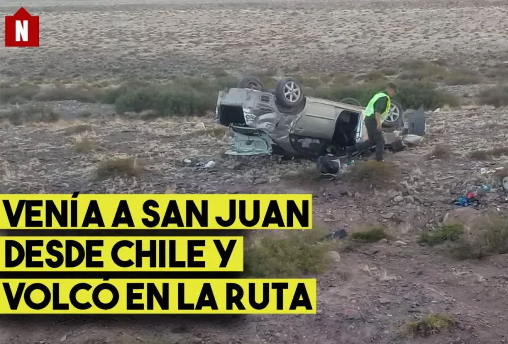 Venía a San Juan desde Chile y volcó en la ruta