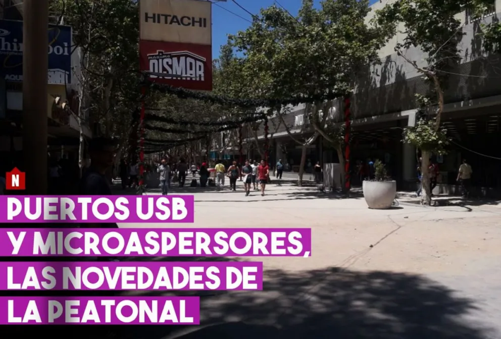 Tótems para cargar celulares y microaspersores, los nuevos “chiches” de la Peatonal