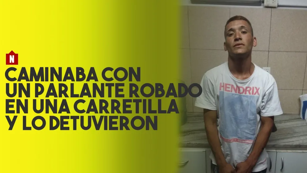Caminaba con un parlante robado en una carretilla y lo detuvieron