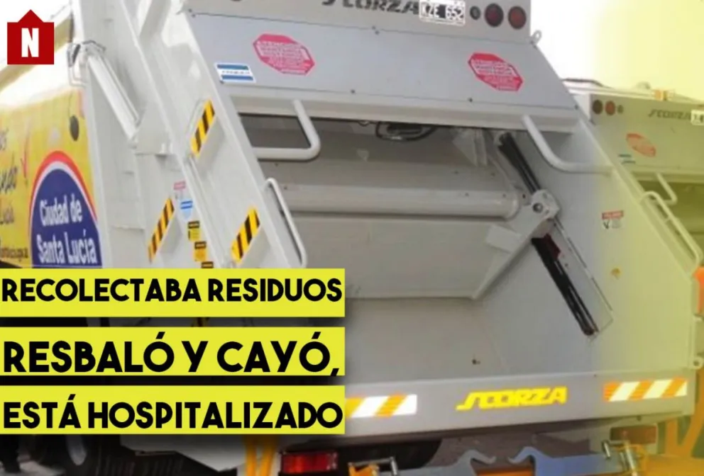 Santa Lucía: joven recolector de residuos cayó del camión y terminó hospitalizado