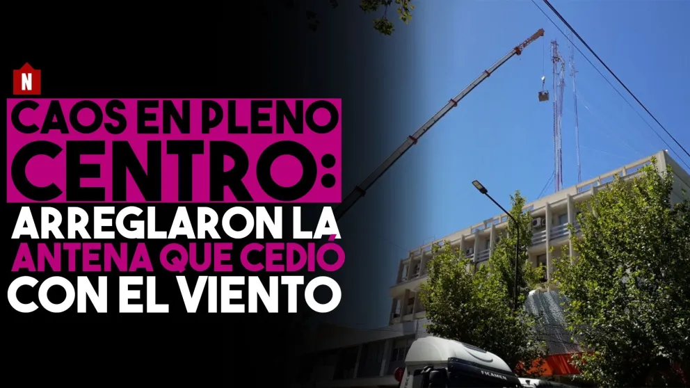 Caos en pleno centro: arreglaron la antena que cedió con el viento
