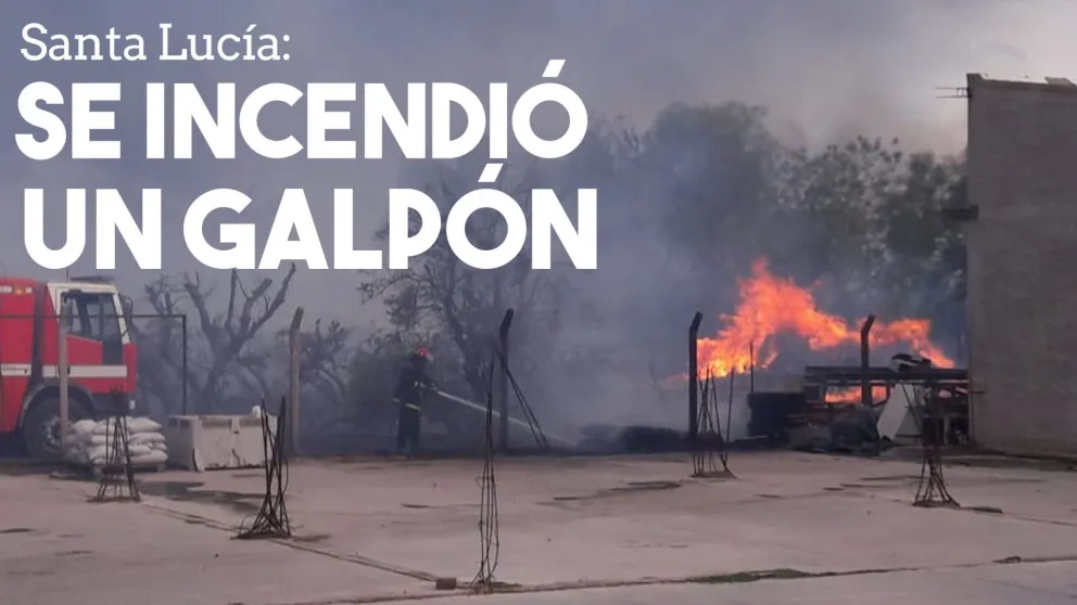 Santa Lucía: incendio en un galpón