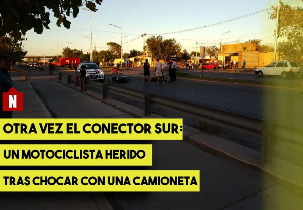 Fuerte choque en el Conector Sur entre una camioneta y una moto