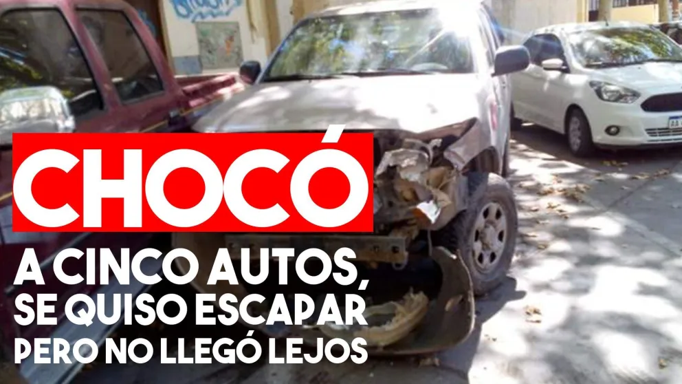 Choco a 5 autos estacionados, ser quiso escapar pero fue detenido