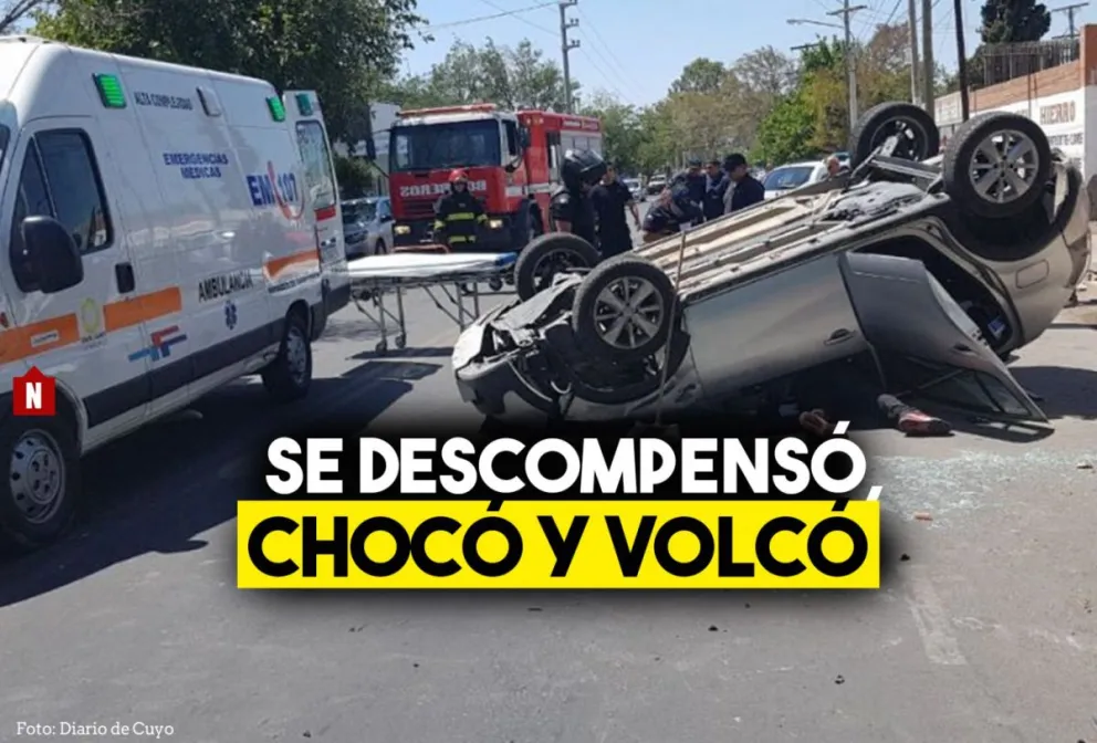 Se descompensó al volante y volcó: se salvó de milagro