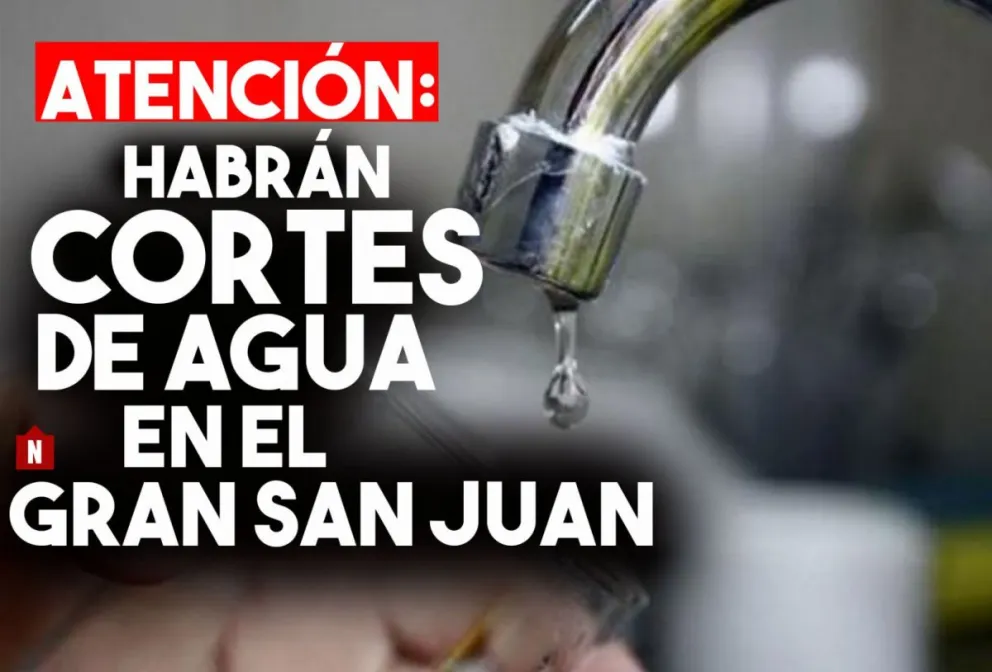 Advierten sobre cortes de agua potable en varias zonas del Gran San Juan