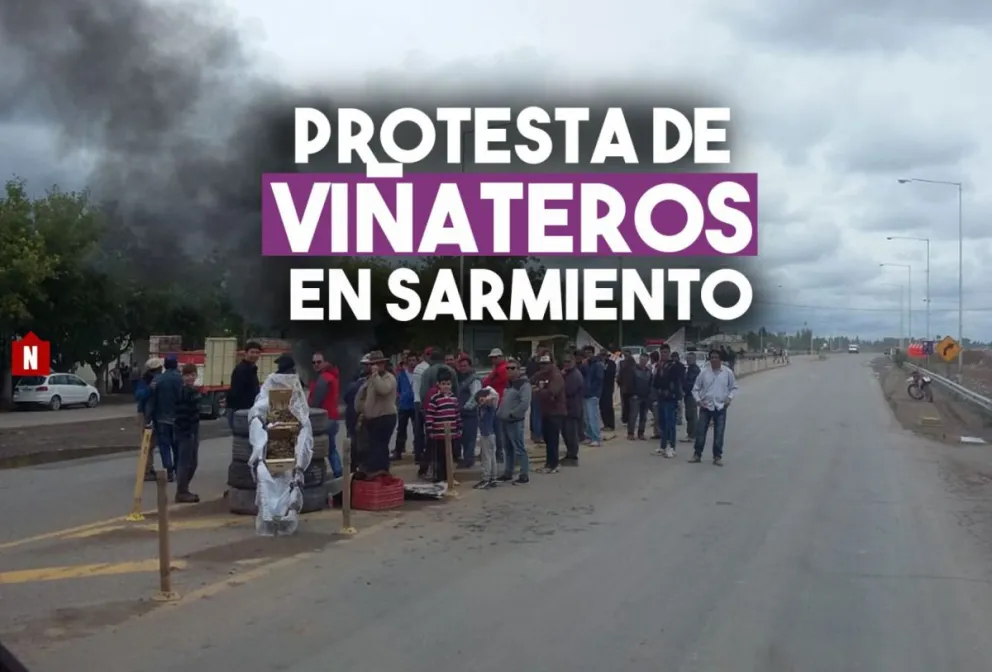 Viñateros de Sarmiento cortaron la calle para reclamar por mejores políticas para el sector