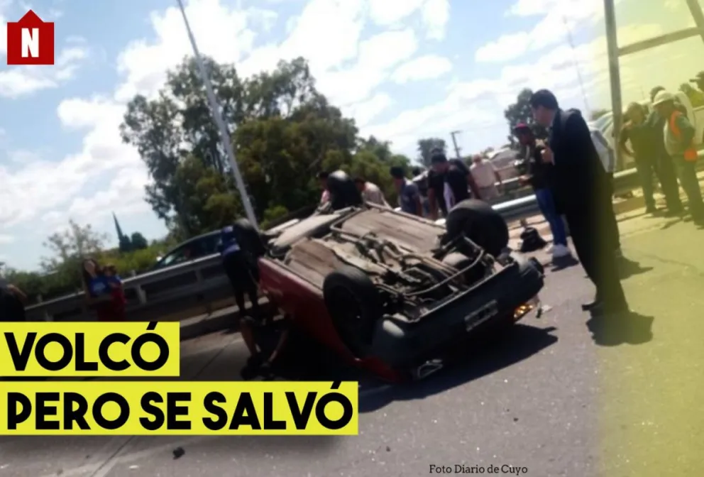 Volcó pero se salvó