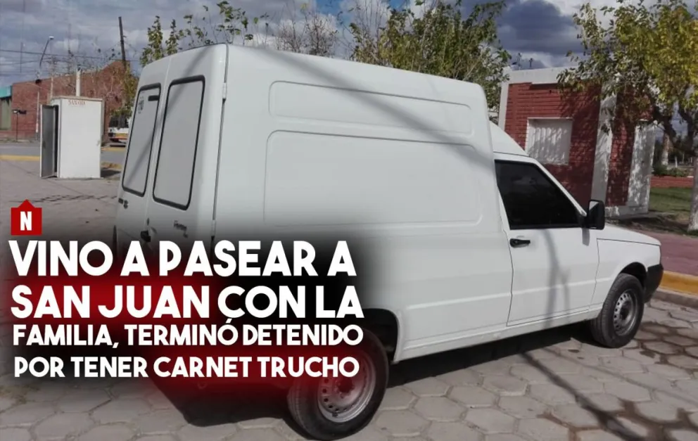 Vino a pasear a San Juan con carnet trucho