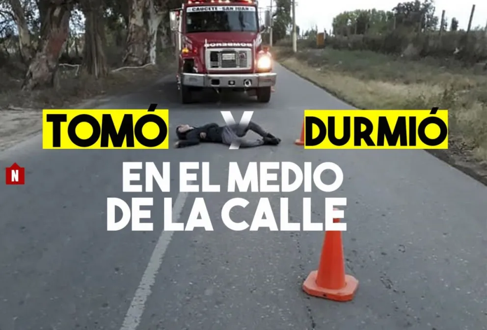 Tomó de más y se acostó a dormir en el medio de la calle