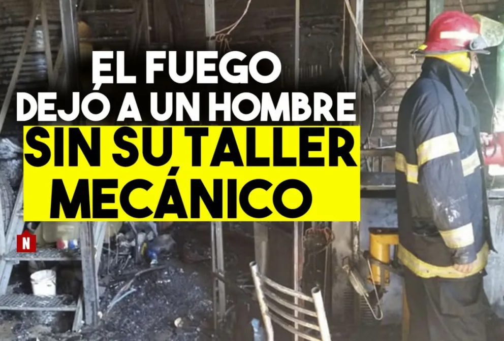 Las llamas consumieron un taller mecánico