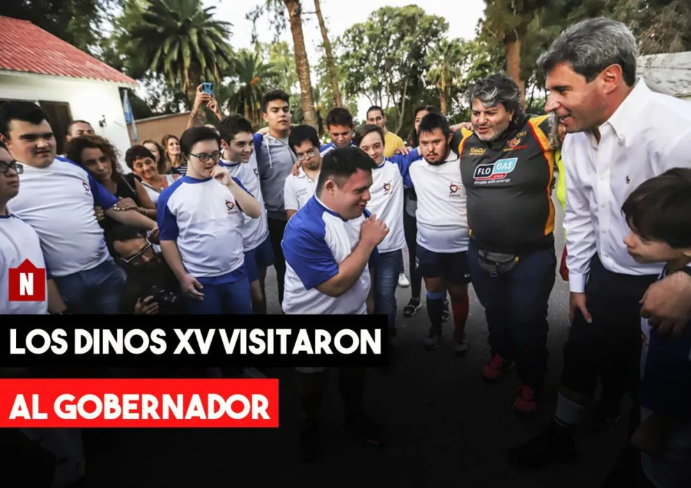 El gobernador de San Juan Sergio Uñac recibió la visita de Los Dinos, el equipo de rugby inclusivo