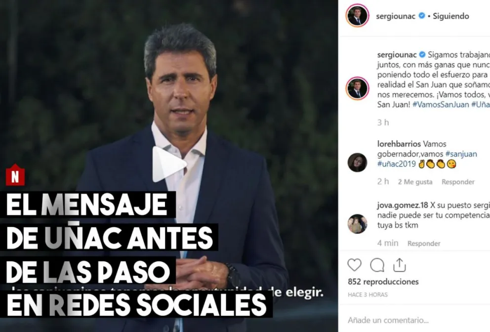 El mensaje de Uñac antes de las PASO
