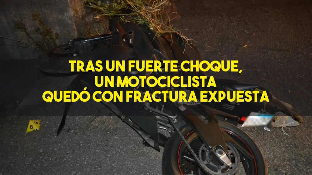 Tras un fuerte choque, un motociclista quedó con fractura expuesta