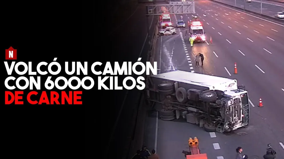 Volcó un camión con 6000 kilos de carne