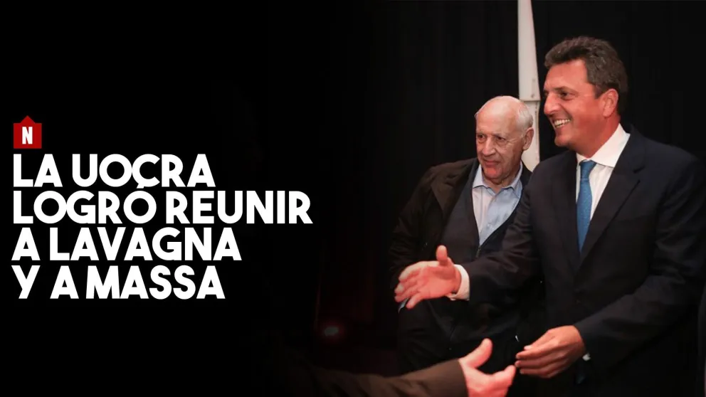 Roberto Lavagna y Sergio Massa juntos en el congreso de la UOCRA