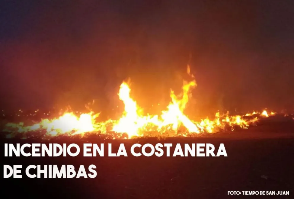 Incendio en la costanera de Chimbas