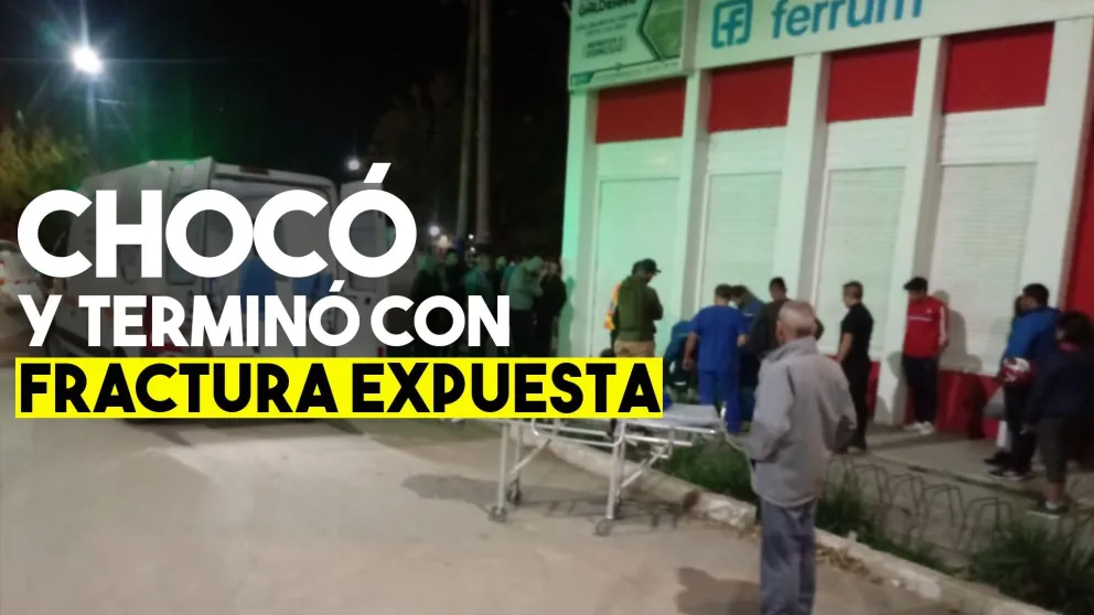 Terminó con fractura expuesta tras chocar