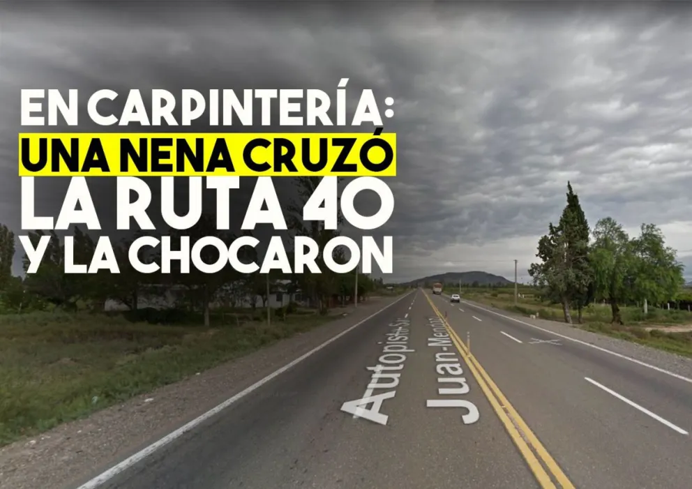 Una nena fue hospitalizada luego de que la chocaran en la Ruta 40