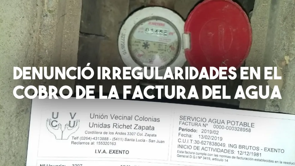 Denunció irregularidades en el cobro de la factura del agua