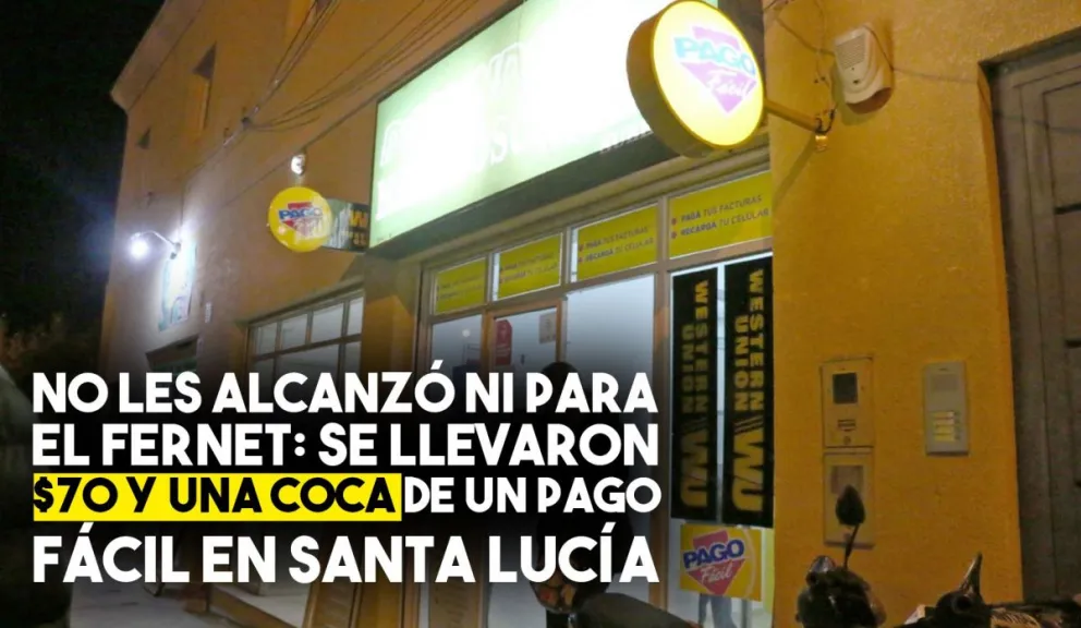 Robaron 70 pesos y una coca de un Pago Fácil en Santa Lucía