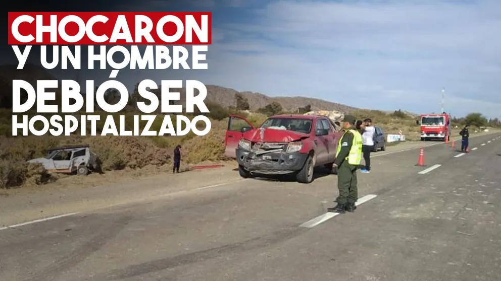 Un auto y una camioneta chocaron en Ruta 40 y hombre terminó hospitalizado