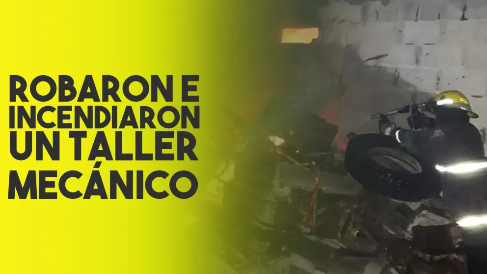Robaron en un taller mecánico y luego lo incendiaron