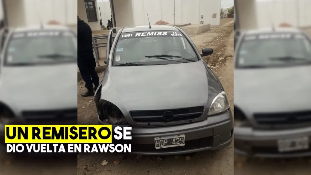 Un remisero perdió el control y volcó en Rawson