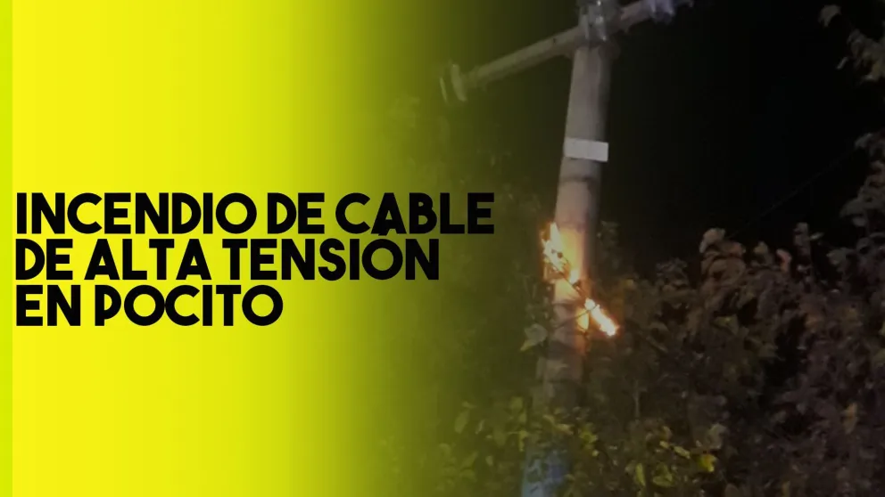 Incendio de cable de alta tensión en Pocito