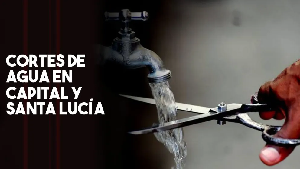 Este sábado se interrumpirá el servicio de agua potable en zonas de Capital y Santa Lucía