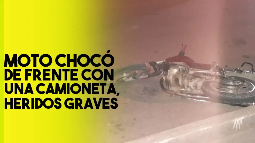 Una camioneta y una moto chocaron de frente, hay heridos graves