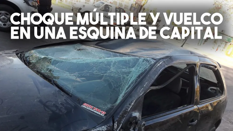 Choque múltiple y vuelco en una transitada esquina de Capital