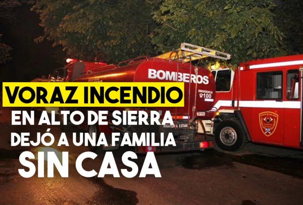 Se incendió una casa en Alto de Sierra y las pérdidas son totales