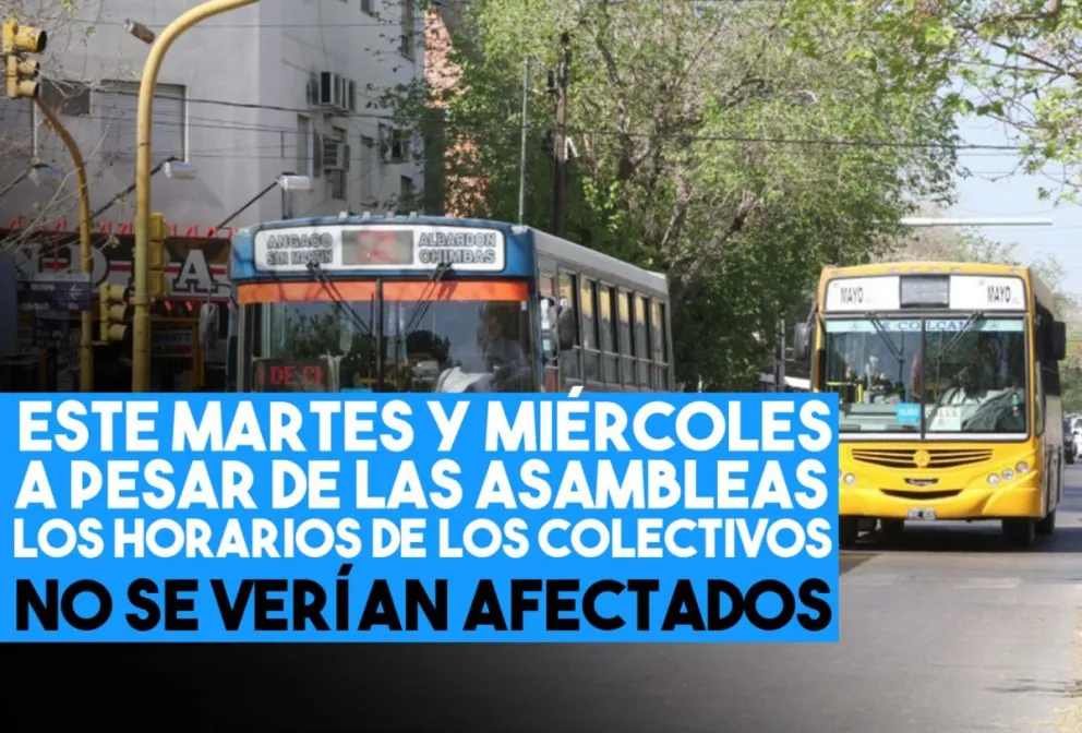 Por las asambleas no se modifica el horario de los colectivos en San Juan