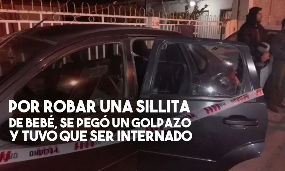 Por querer robar una sillita de bebé se pegó un palazo