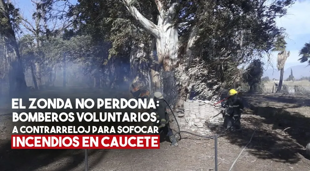Bomberos controlaron varios focos de incendio en Caucete por el viento Zonda