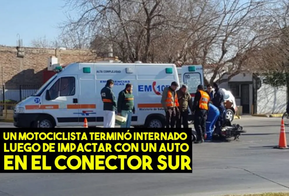 Otro siniestro vial en el Conector Sur: un motociclista terminó internado