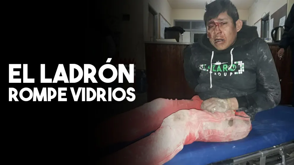 Robó, lo detuvieron y quiso huir por una puerta de vidrio cerrada