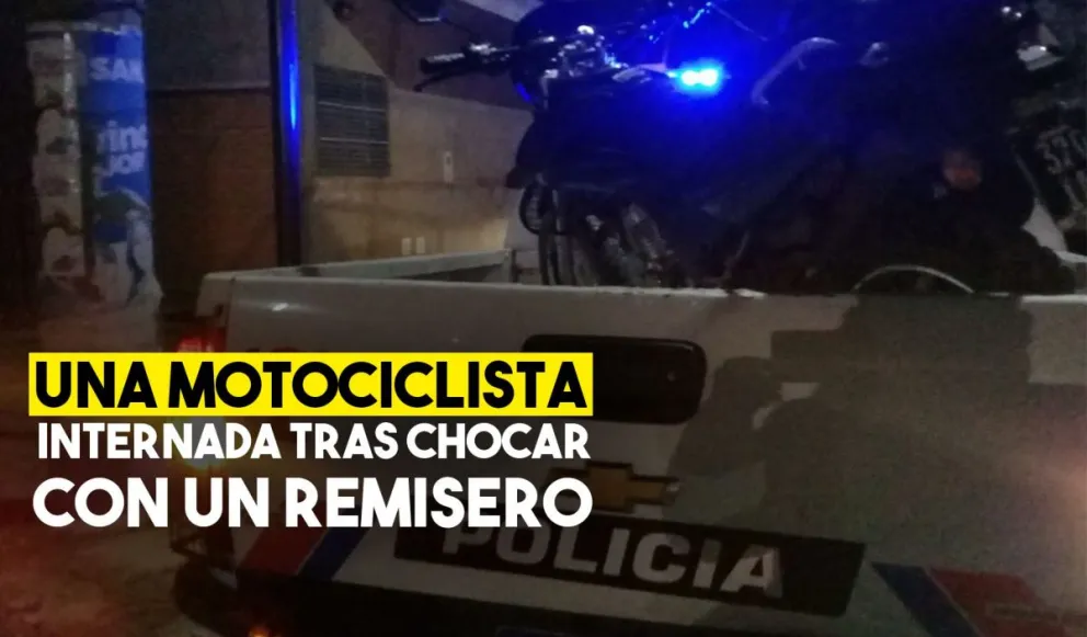 Fuerte choque entre una motociclista y un remisero