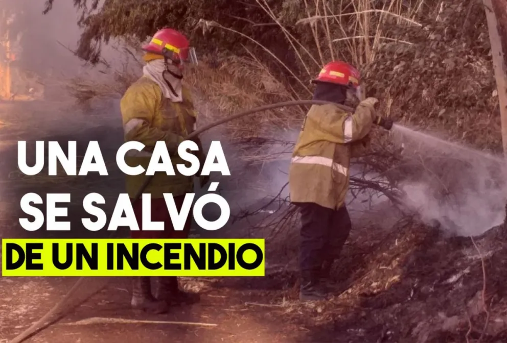 Otra vez un incendio forestal casi alcanza una vivienda en Pocito