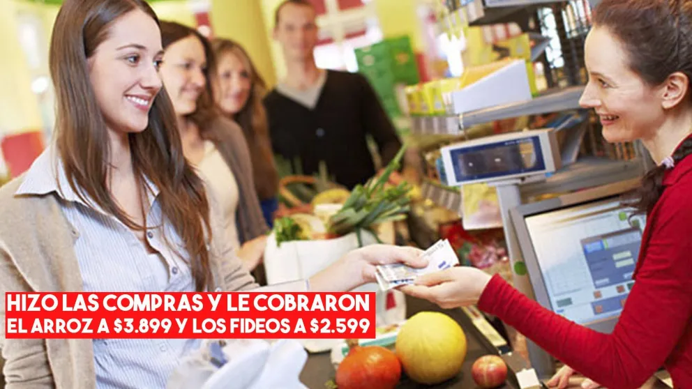 Una sanjuanina fue a comprar y le cobraron el arroz a $3.899 y los fideos a $2.599